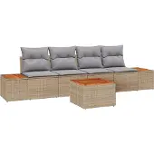 vidaXL Garten-Sofa-Set 5 stk. Beige Poly Rattan