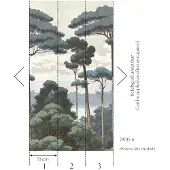 Living Walls Vliestapete "Fototapete Wald Kiefern Grau Grün erweiterbar" Wald strukturiert