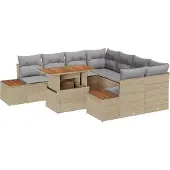 vidaXL Garten-Sofa-Set 9 stk. Beige Poly Rattan