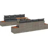 vidaXL Garten-Sofa-Set 9 stk. Grau Poly Rattan