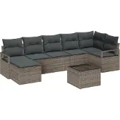 vidaXL Sofa Set 8 Stk. Hellgrau Poly-Rattan