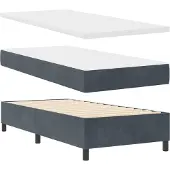 vidaXL Boxspringbett mit Kopfteil Dunkelgrau 190 x 90 cm Samt