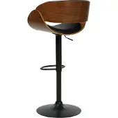 Beliani Barhocker 2er Set Schwarz Kunstleder Höhenverstellbar Drehbar mit hoher Rückenlehne Holzoptik Metallgestell Fußstütze Retro Barstuhl