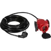 Kopp 148203046 Verlängerung, Schutzkontakt-Stecker und 3-fach Schutzkontakt-Kupplung mit 10m Leitung, Farbe: rot