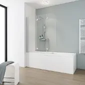 Schulte Badewannenaufsatz 3-teilig Komfort ExpressPlus 125 x 140 cm Klarglas Profilfarbe aluminium EP3354 01 50 140