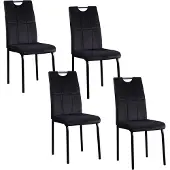 HTI Denton Stuhl Samt Schwarz mit Ziernähten und Cut-Out, 41,5x52,5x96,5 cm