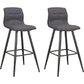 ByLiving Barhocker Simone 2er-Set, Metall schwarz, Stoff anthrazit