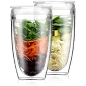 Bodum Snack- und Trinkbecher Pavina To Go Transparent 400 ml (Set von 2)