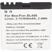 AccuCell Akku passend für Bea-Fon SL450, SL560 3,7 Volt 650mAh