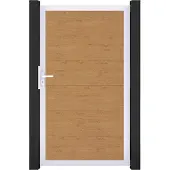 GROEN & JANSSEN Einzeltor GroJa BasicLine DIN universal vormontiert ohne Pfosten Rahmen Aluminium 100 x 180 cm Asteiche