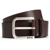 BOSS Ledergürtel "Janni Sz40", Herren, Gr. 120, braun (schwarz braun 202), Leder, unifarben, Gürtel Ledergürtel, mit Prägung auf der Schließe