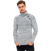 Rusty neal Side Button-Placket Grobstrick Rollkragen-Pullover