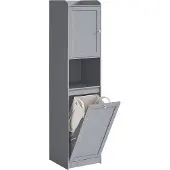 Vasagle Badezimmerschrank mit Wäschekorb, hoher Badschrank, herausnehmbarer Wäschesack mit Griffen, mit Tür, verstellbare Ablage, 40 x 40 x 170 cm
