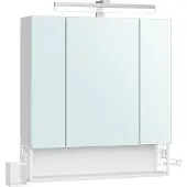 Vasagle Badezimmerschrank mit 3 Türen, Spiegelschrank, mit Steckdosen, Hängekorb, Haartrockner-Halter, Wolkenweiß