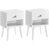 Vasagle 2er-Set: Nachttisch Miranta in Weiß - (B)39 x (H)55 x (T)28 cm | Gr.: onesize
