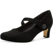 Jana Damen Pumps mit Riemen mit Klettverschluss Vegan, Black, 38