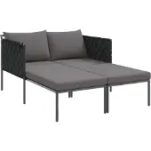 vidaXL Sonnenliege mit Kissen 2-Person Anthrazit 153 x 115 x 69,5 cm
