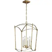 Licht-Erlebnisse Hängelampe Metall B: 34,3 cm H: max. 231,8 cm in Antikgold E14 4-flammig Vintage Käfig Schirm