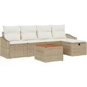 vidaXL Gartensofa-set 6 stk. Beige Poly Rattan