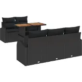 vidaXL Garten-Sofa-Set 6 Stk. Schwarz