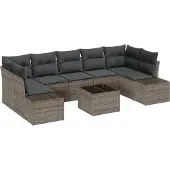 vidaXL Gartensofa-set 8 stk. Grau Poly-Rattan