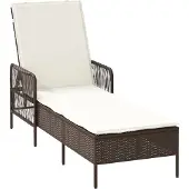 vidaXL Sonnenliege Poly-Rattan Braun und Creme Weiß