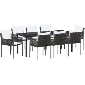 vidaXL Garten Essgruppe 9 pcs Braun und Schwarz PE-Rattan