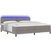 vidaXL Boxspringbett mit Kissen mit Kopfteil Taupe 200 x 200 cm Stoff
