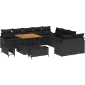 vidaXL Garten-Sofa-Set 13 stk. Schwarz Poly-Rattan