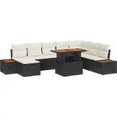 vidaXL Garten-Sofa-Set 9 stk. Schwarz Poly Rattan