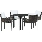 vidaXL Garten Essgruppe 5 Stk. Braun und Schwarz PE-Rattan