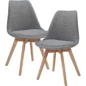 En.casa Esszimmerstuhl ’Fläten’ 2er Set Polsterstuhl Bouclé Grau