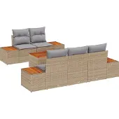 vidaXL Garten-Sofa-Set 6 Stk. Beige Poly Rattan