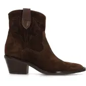 Manfield Braune Cowboystiefeletten aus Veloursleder | Größe 38