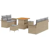 vidaXL Garten-Sofa-Set 8 stk. 7-Sitzanzahl Beige und Hellgrau