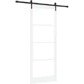 vidaXL Schiebetür Weiß 93 x 232 cm Massivholz Kiefer und Glas