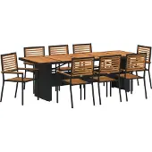 vidaXL Garten Essgruppe 9 Stk. Schwarz und Braun Poly-Rattan