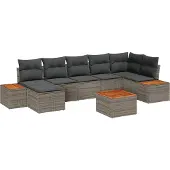 vidaXL Gartensofa-set 8 stk. 7-Sitzanzahl Grau Polyrattan