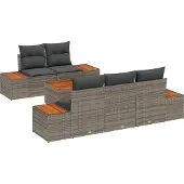 vidaXL Garten-Sofa-Set 6 stk. Grau Poly Rattan