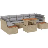 vidaXL Garten-Sofa-Set 8 Stk. Beige Poly Rattan