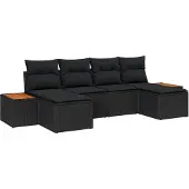 vidaXL Gartensofa-set 6 stk. Schwarz Poly Rattan