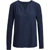 Goldner Elegante Viskosebluse mit V-Ausschnitt in marine | Gr.: 50