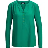 Goldner Elegante Viskosebluse mit V-Ausschnitt in dunkelgrün | Gr.: 52