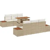vidaXL Garten-Sofa-Set 7 stk. Beige Poly Rattan