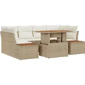 vidaXL Garten-Sofa-Set 7 stk. Beige Poly Rattan
