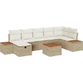 vidaXL Gartensofa-set 8 Stk. Beige Poly-Rattan