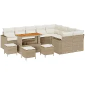 vidaXL Gartensofa-set 13 Stk. 10-Sitzanzahl Beige und Creme