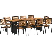 vidaXL Garten Essgruppe 11 Stk. Schwarz und Braun Poly-Rattan