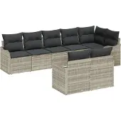 vidaXL Gartensofa-set 8 Stk. Hellgrau Poly-Rattan