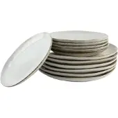 OTIX Serviesset 12-teilig Tafelservice 6 Personen Frühstücksteller Speiseteller Beige Keramik LILY